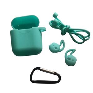 AirPods Case Cover with Anti-Lost Accessories, Silicone,‎ Mint Green